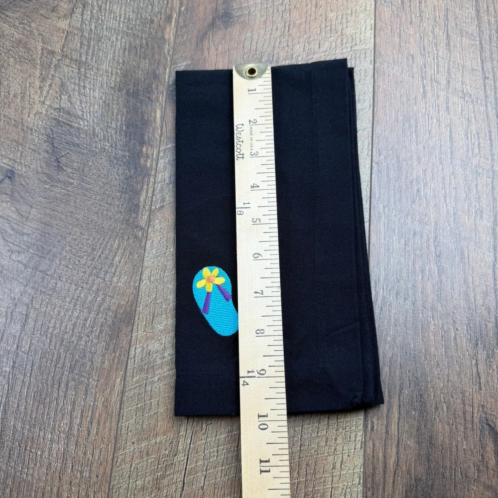 Set of 8 Vintage Placemats and 8 Napkins Black Cotton Flip‎ Flops